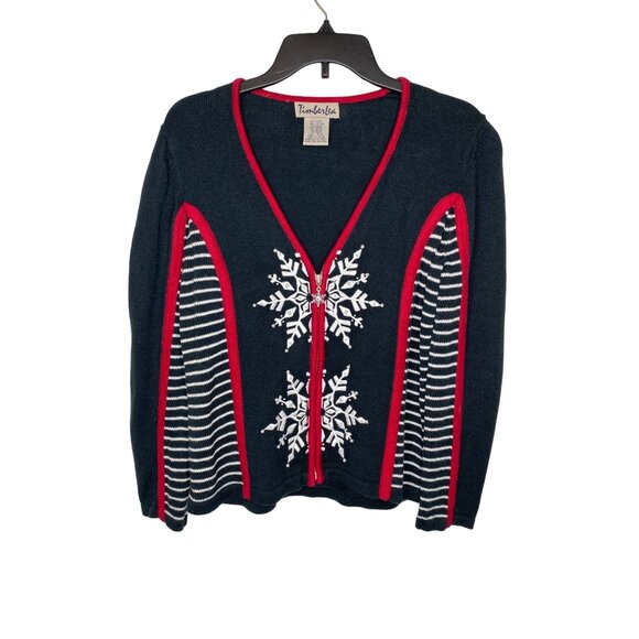 Vintage Timberlea Women's Snowflake Holiday Winter Sweater Cardigan S - Picture 1 of 5
